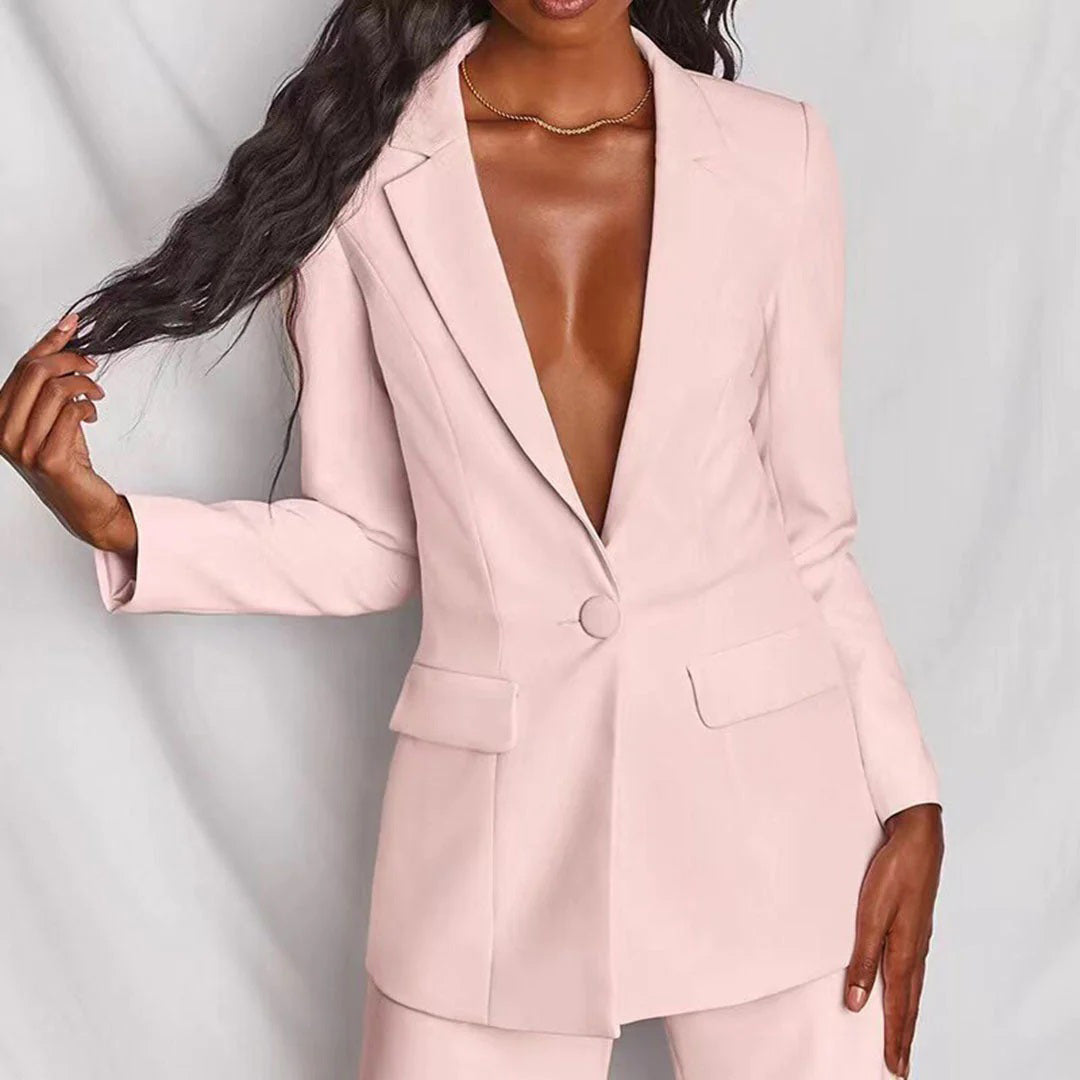 Top aus rosafarbenem Blazer set und Hose für Damen