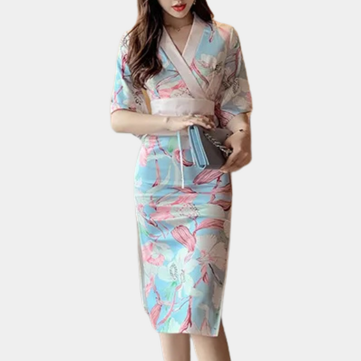 PERISELLE - Eleganter Midi-Kleid Kimono für Damen