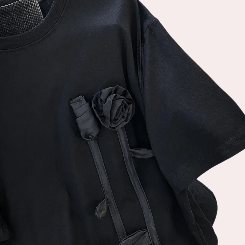 TARIK - Trendiges 3D-Blumen-T-Shirt für Damen