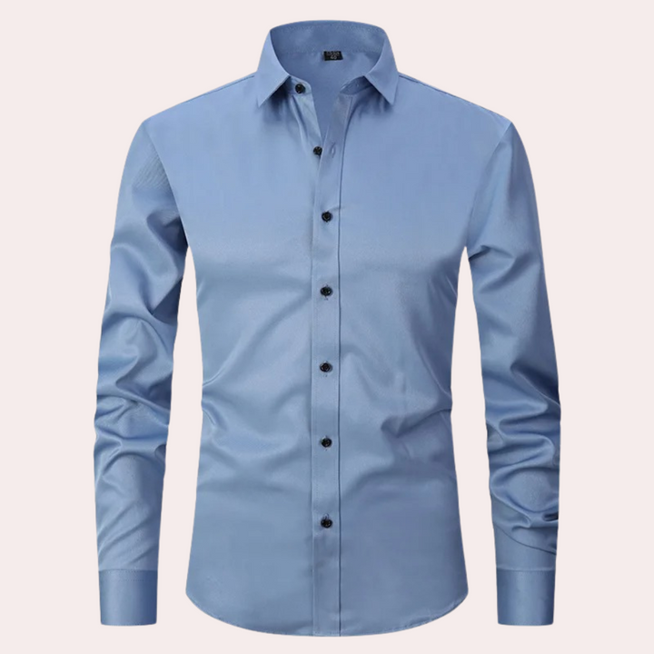 Blauw klassiek stretch heren overhemd