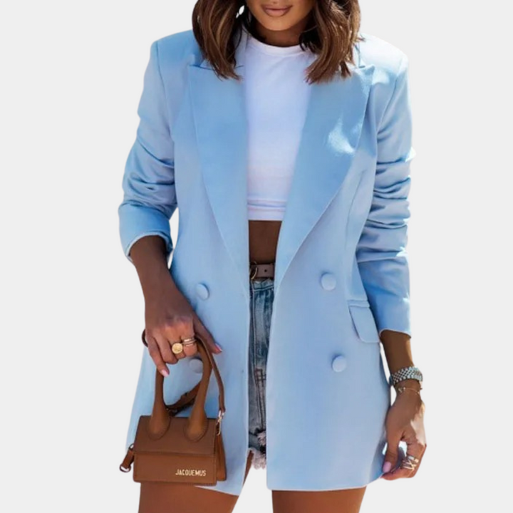 Blauwe halflange blazer voor dames