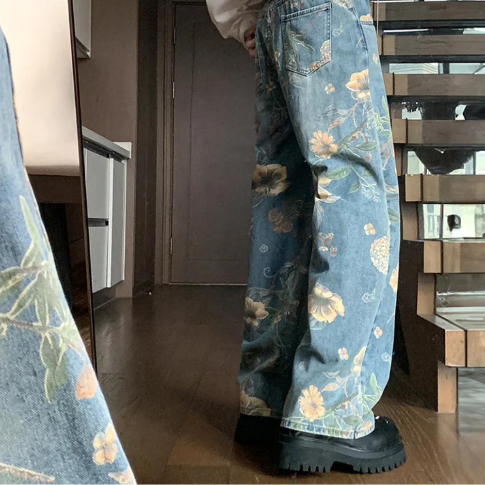 WASSIL - Moderne Herren-Jeans mit Blumenmuster