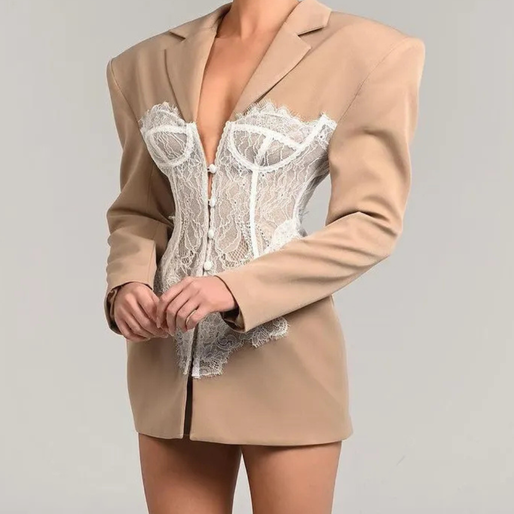 WESLENA - Anmutiger Spitzen-Corsagen-Blazer für Damen