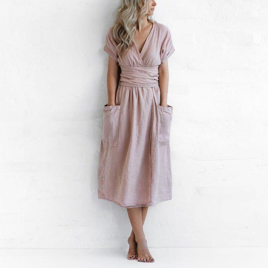AVAH - Lässiges v-ausschnitt kleid