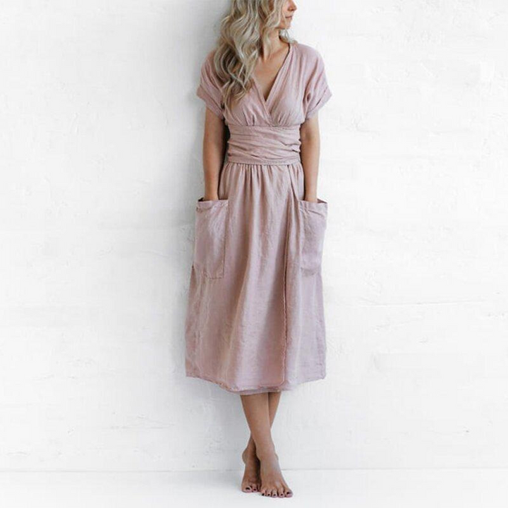 AVAH - Lässiges v-ausschnitt kleid