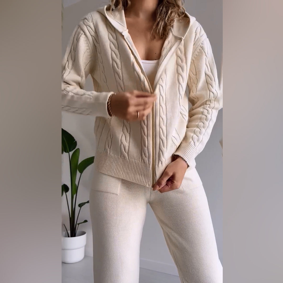 MANAHIL - Lässiges Set aus Strickjacke und Hose