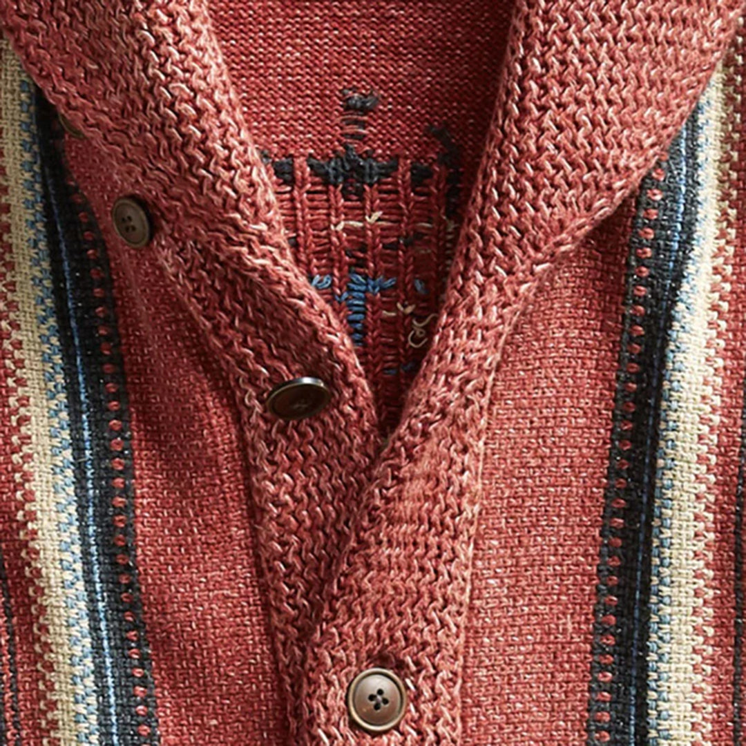 EDOARDO - Herren-Jacquard-Strickjacke im Vintage-Stil