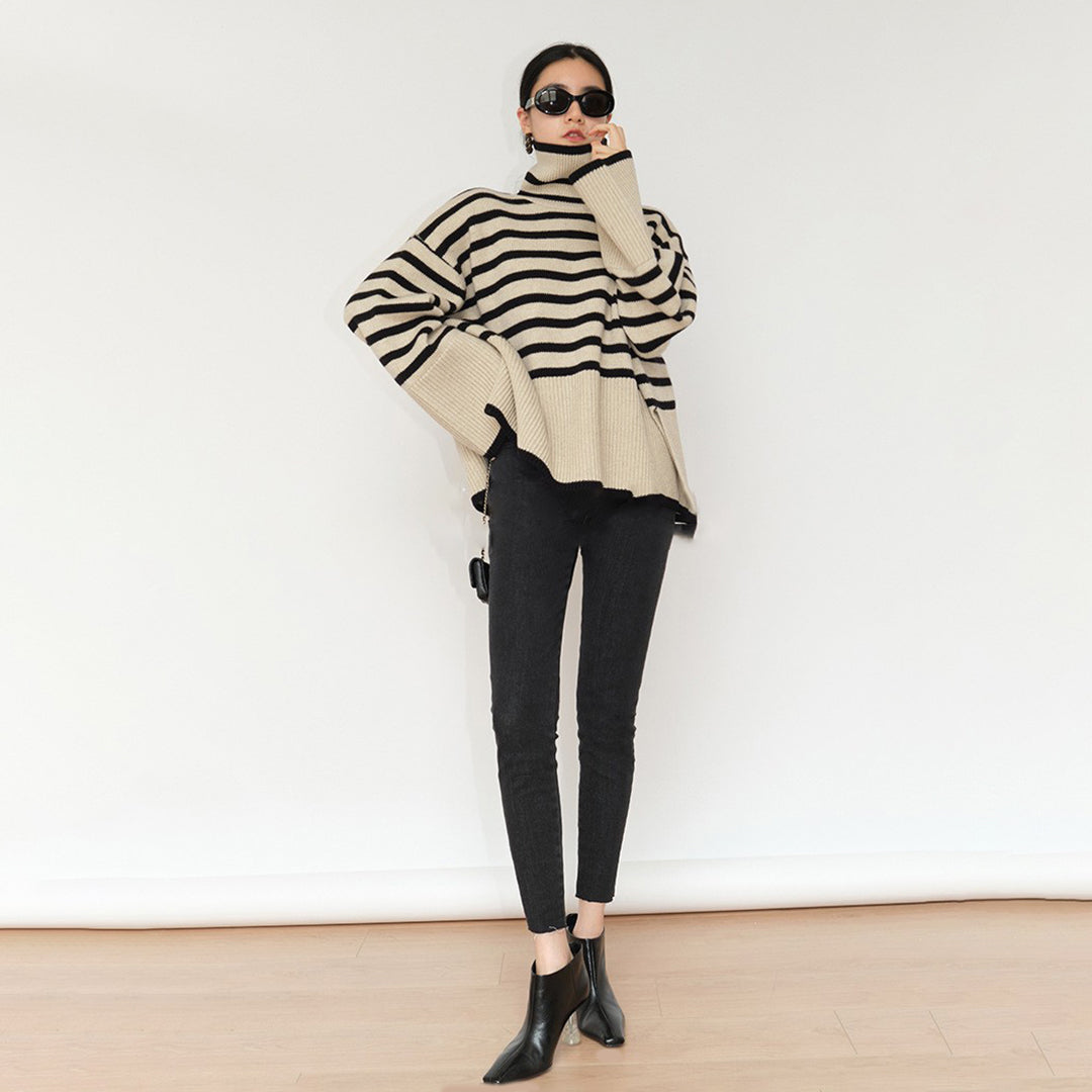 ELENA - Gestreifter rollkragenpullover