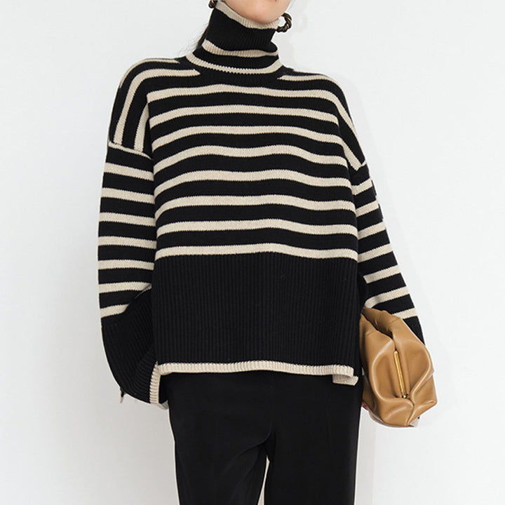 ELENA - Gestreifter rollkragenpullover