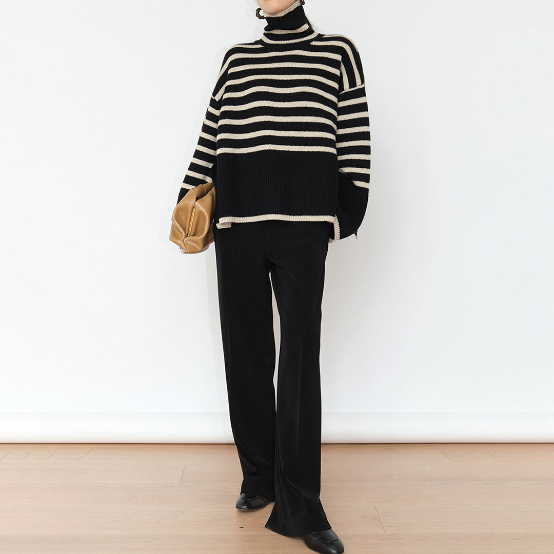 ELENA - Gestreifter rollkragenpullover
