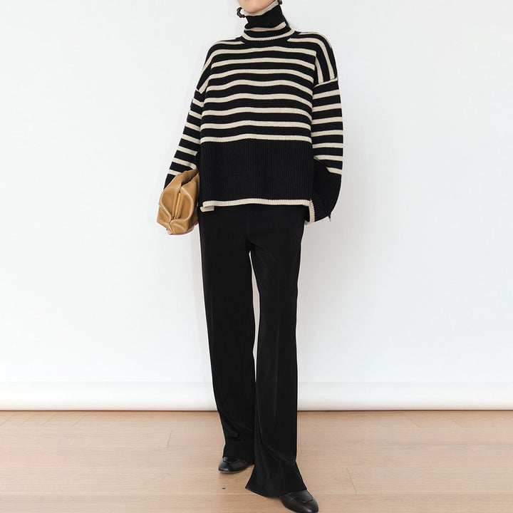ELENA - Gestreifter rollkragenpullover