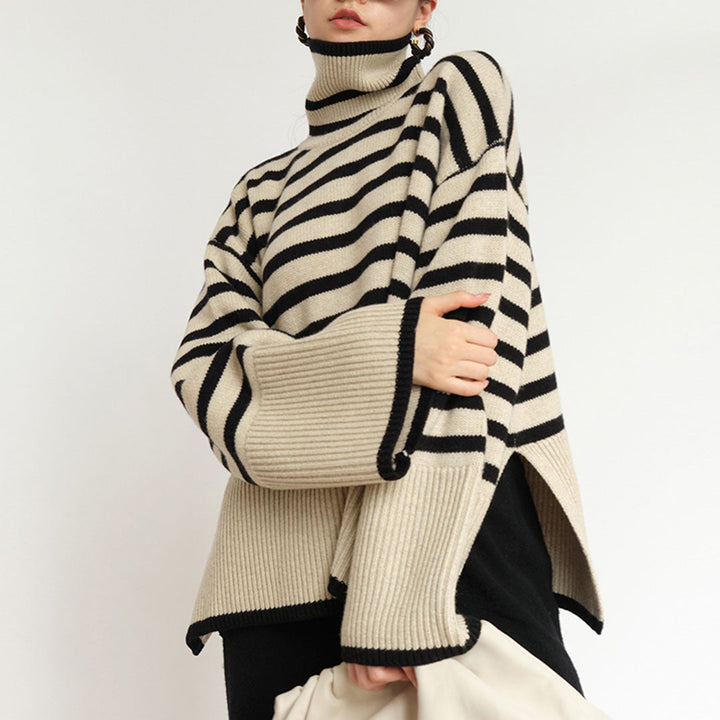 ELENA - Gestreifter rollkragenpullover