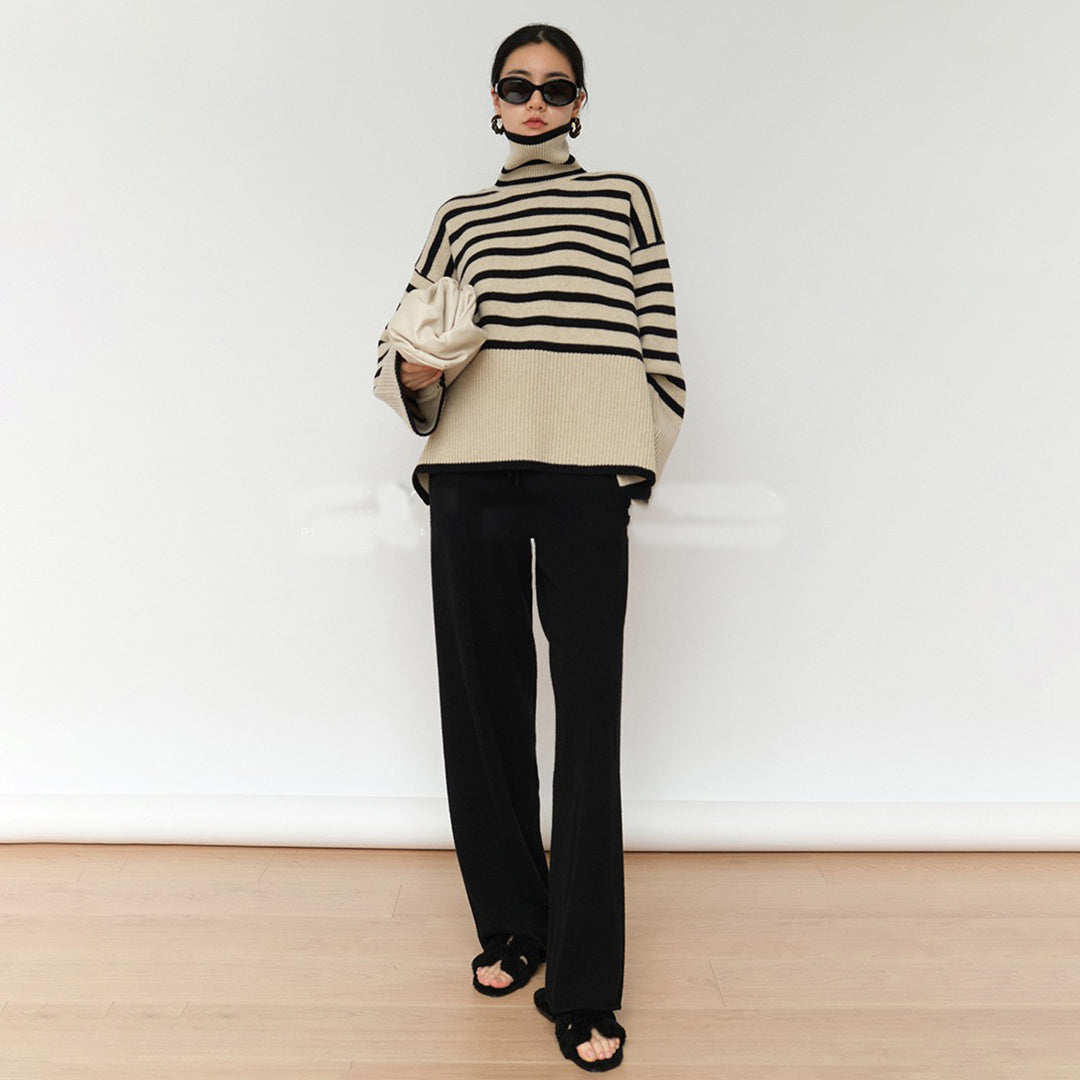 ELENA - Gestreifter rollkragenpullover