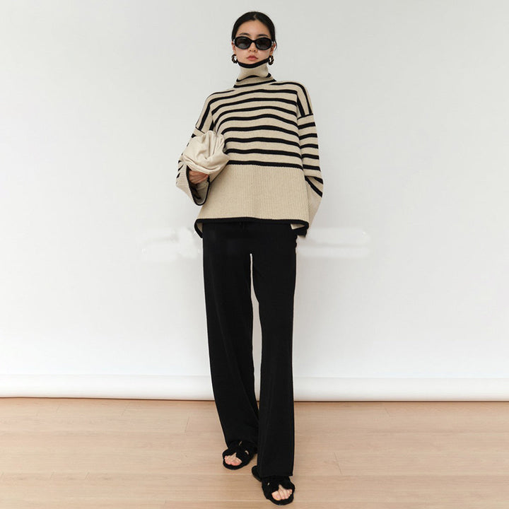 ELENA - Gestreifter rollkragenpullover