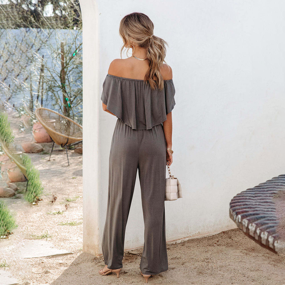 EMMALYN - Geraffter schulterfreier jumpsuit