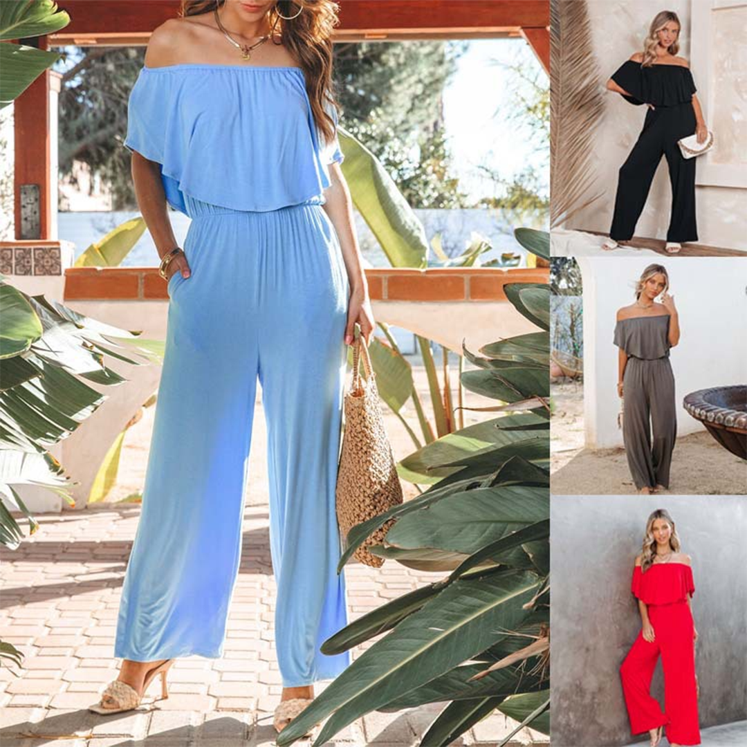 EMMALYN - Geraffter schulterfreier jumpsuit