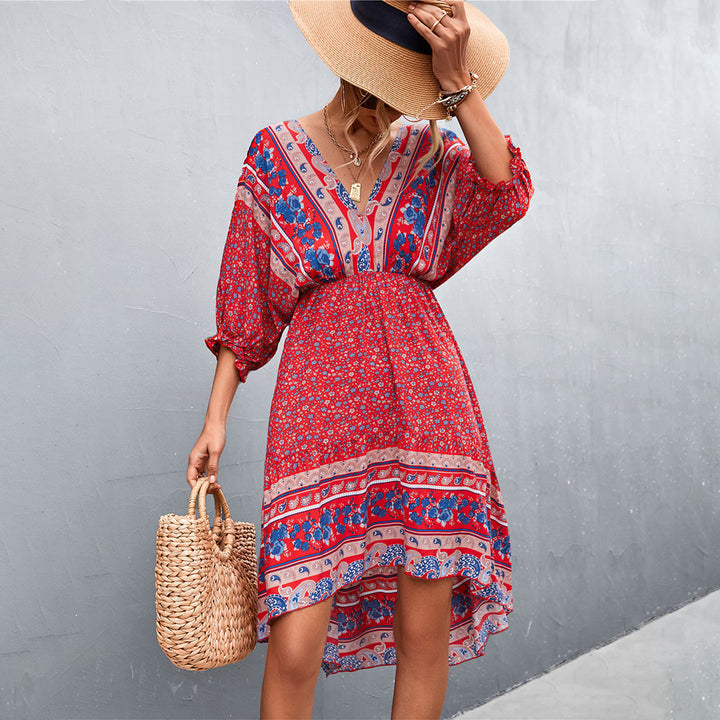 FIALA - V-Ausschnitt boho kleid