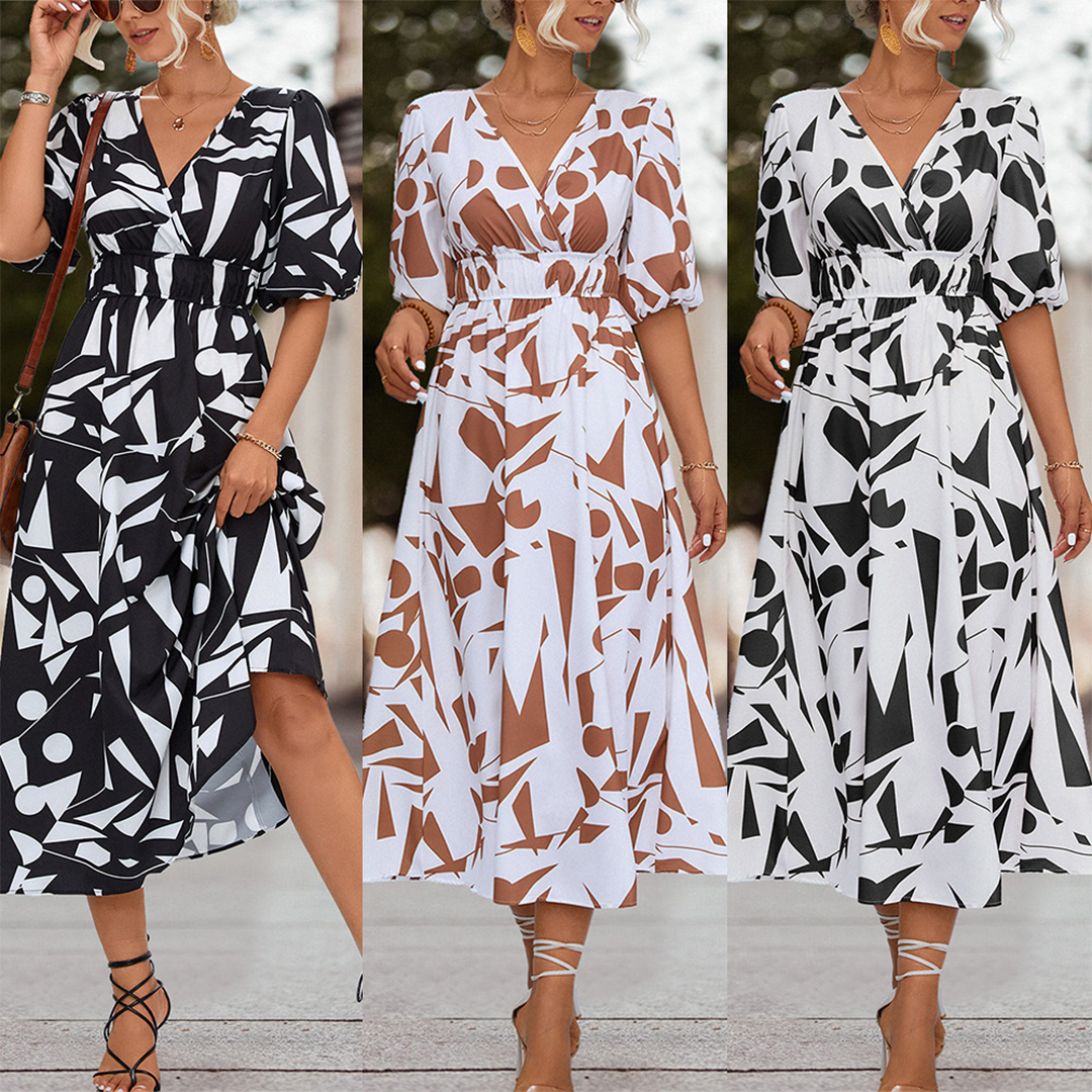 GIULIA - Lässig v-ausschnitt midikleid