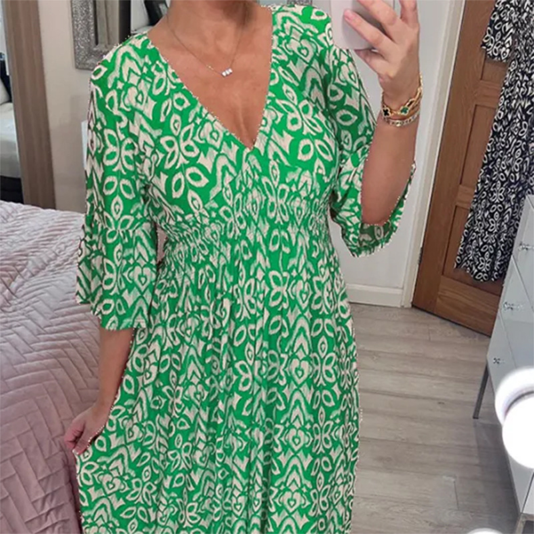 JOLINE - Lässiges V-ausschnitt maxikleid