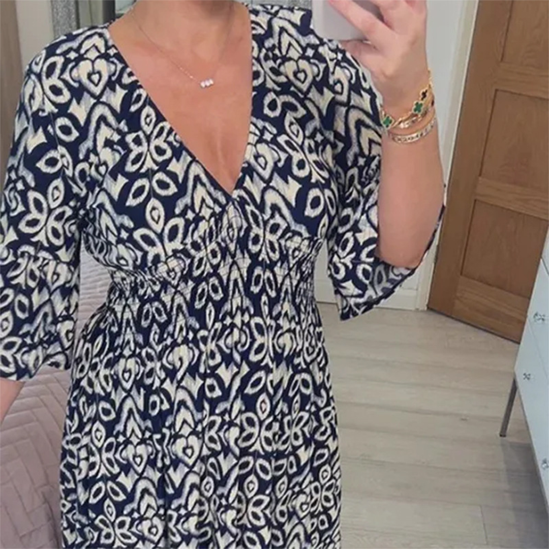 JOLINE - Lässiges V-ausschnitt maxikleid