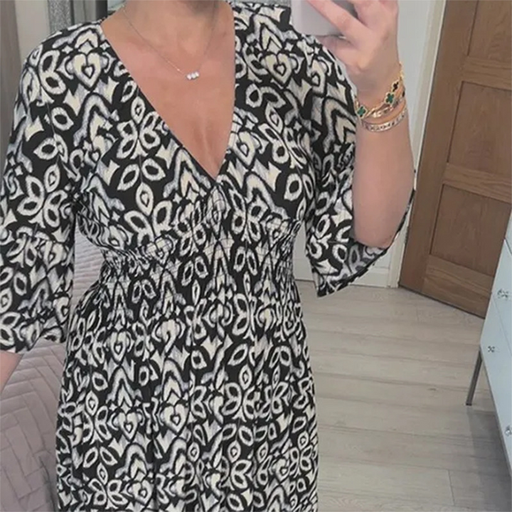 JOLINE - Lässiges V-ausschnitt maxikleid