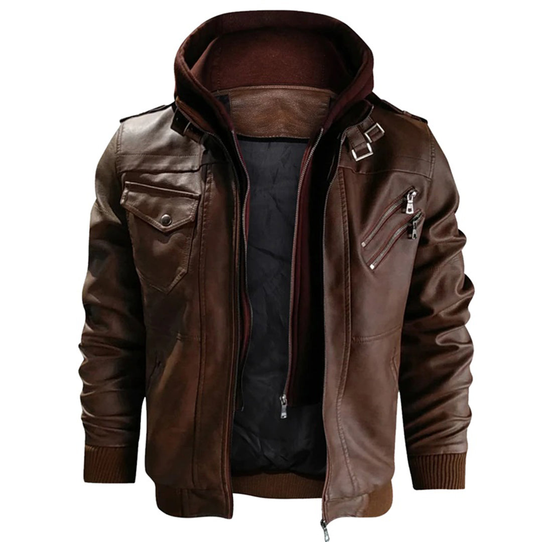 Jacob | Lederjacke mit Kapuze