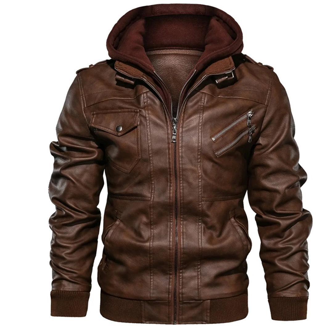 Jacob | Lederjacke mit Kapuze