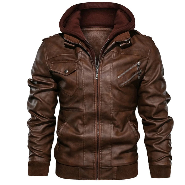 Jacob | Lederjacke mit Kapuze