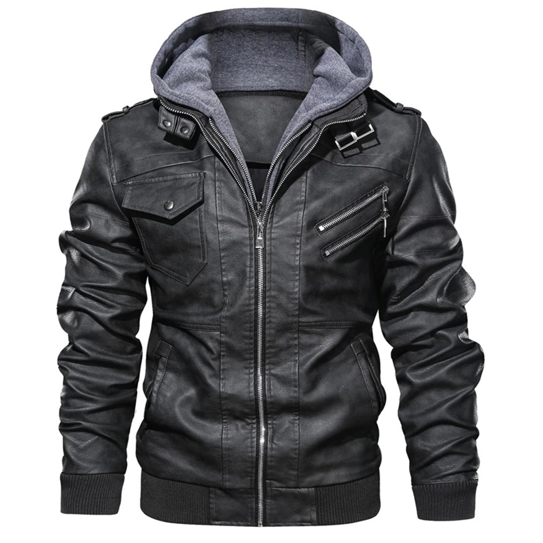 Jacob | Lederjacke mit Kapuze