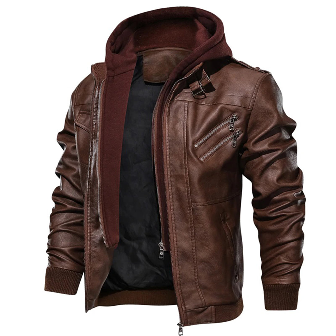 Jacob | Lederjacke mit Kapuze