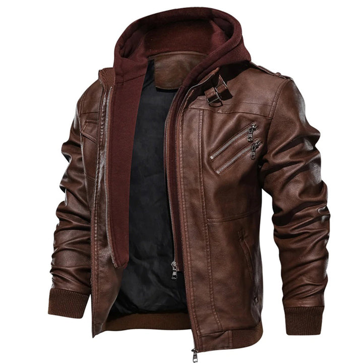 Jacob | Lederjacke mit Kapuze