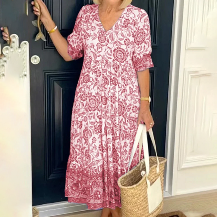 KARLA - Elegantes frühlingskleid mit v-ausschnitt