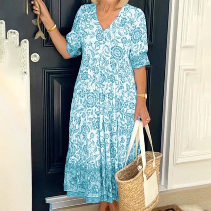KARLA - Elegantes frühlingskleid mit v-ausschnitt