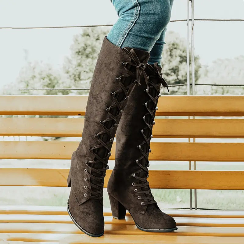 LEONA - Langer Damen-Stiefel mit hohem Absatz