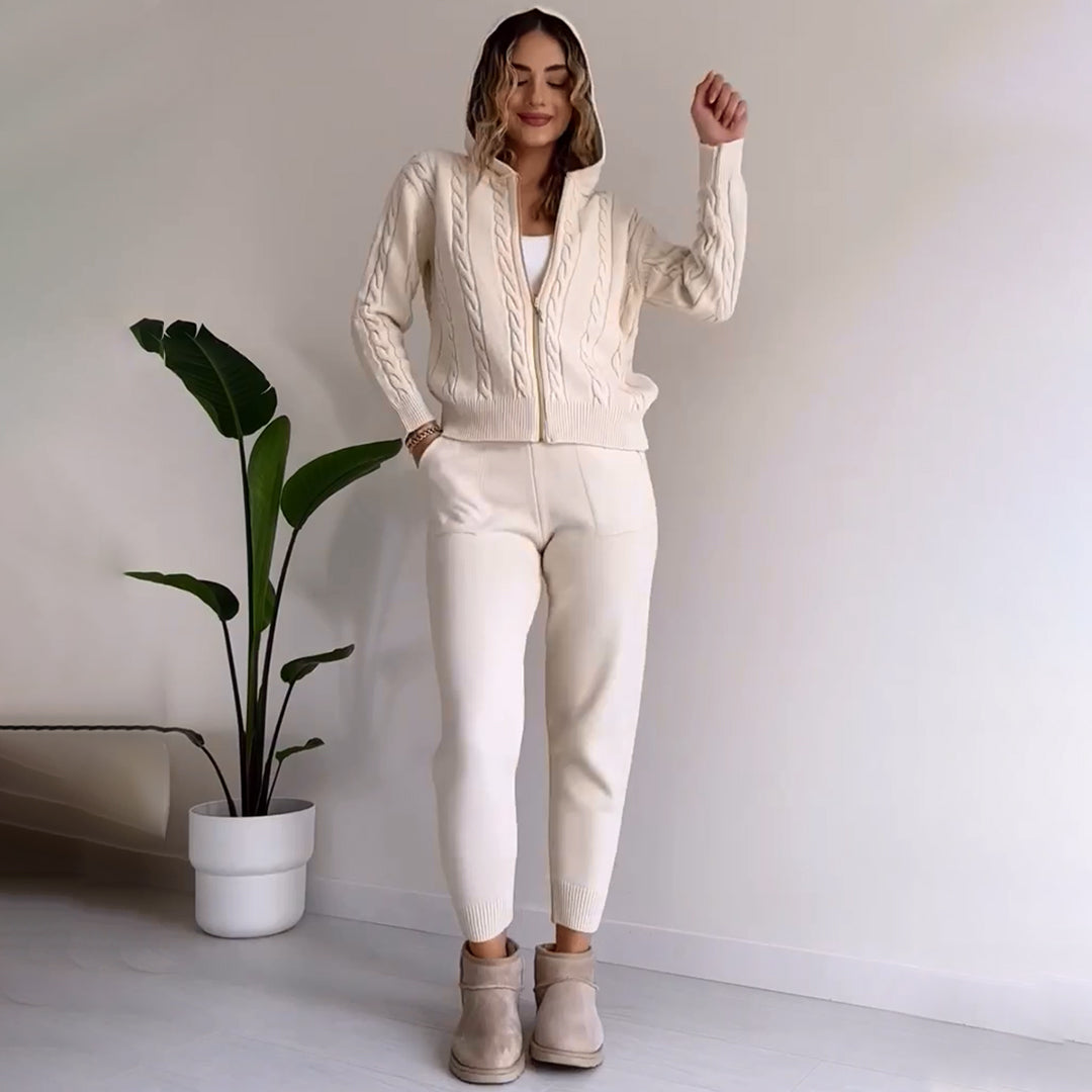 MANAHIL - Lässiges Set aus Strickjacke und Hose