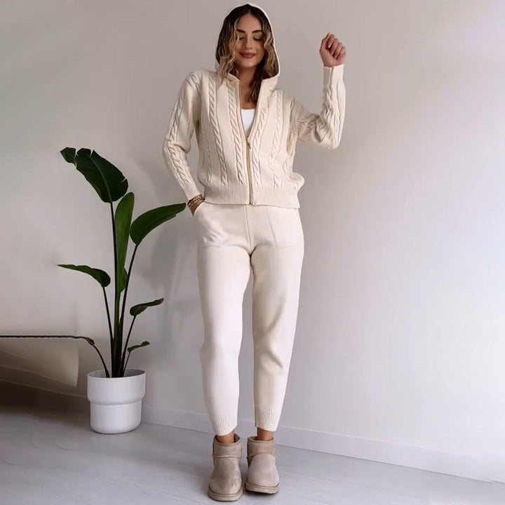 MANAHIL - Lässiges Set aus Strickjacke und Hose