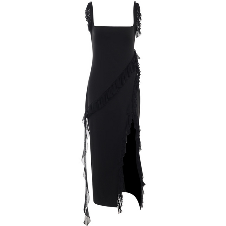 ROMINA - Gerafftes maxikleid mit schlitz
