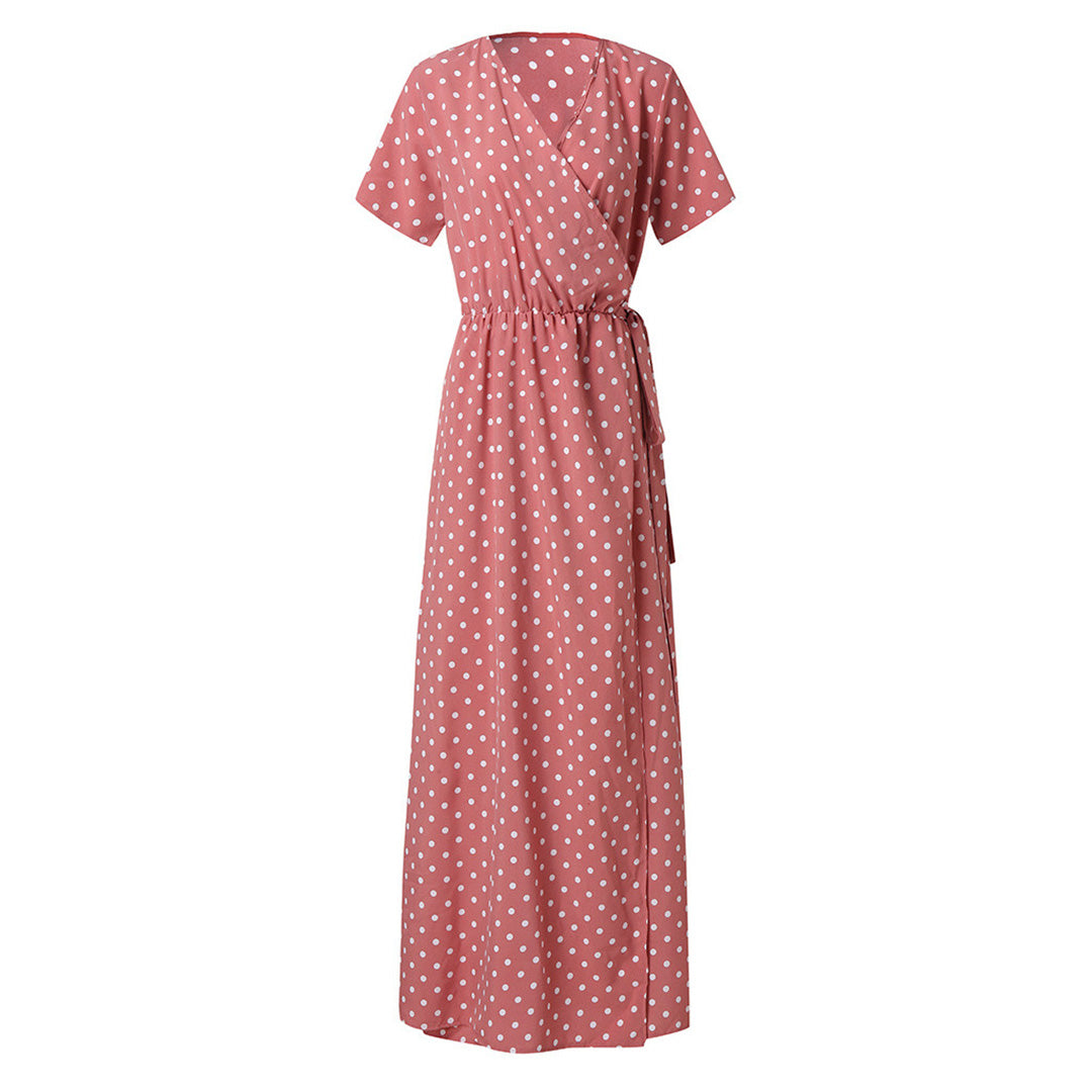 ROUX - Lässiges v-ausschnitt maxikleid