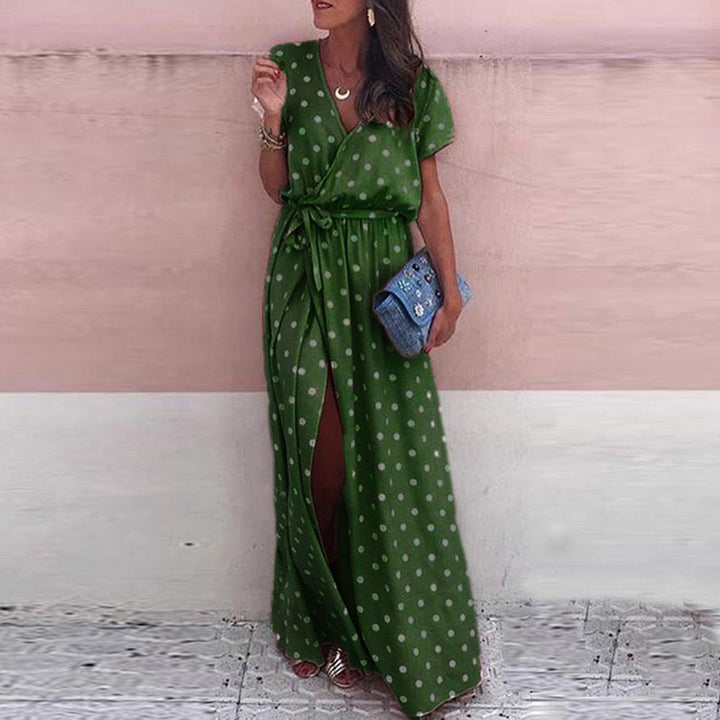 ROUX - Lässiges v-ausschnitt maxikleid