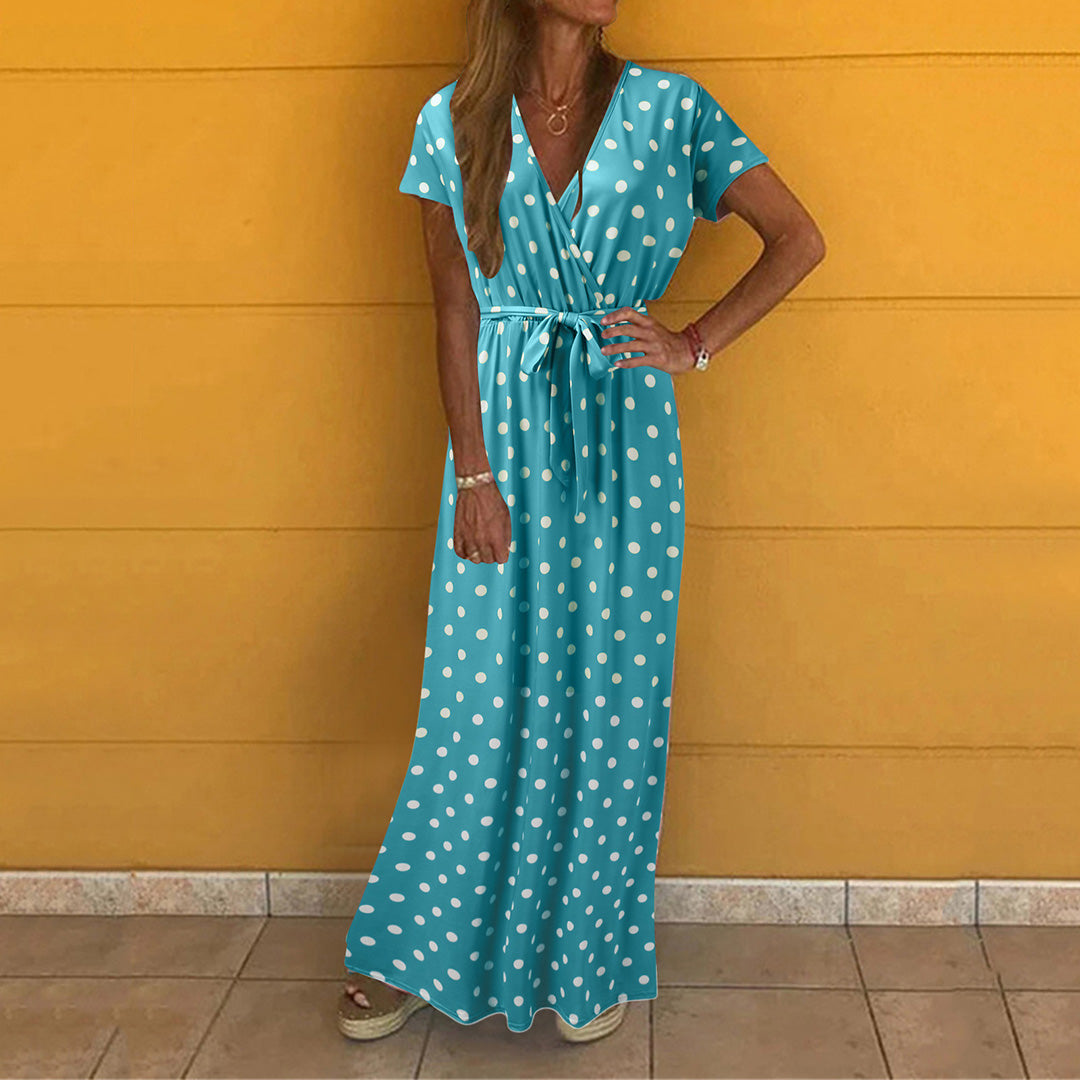 ROUX - Lässiges v-ausschnitt maxikleid