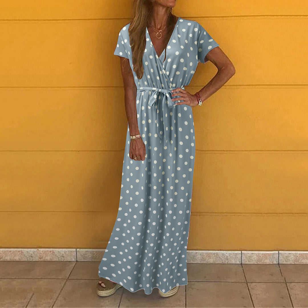 ROUX - Lässiges v-ausschnitt maxikleid