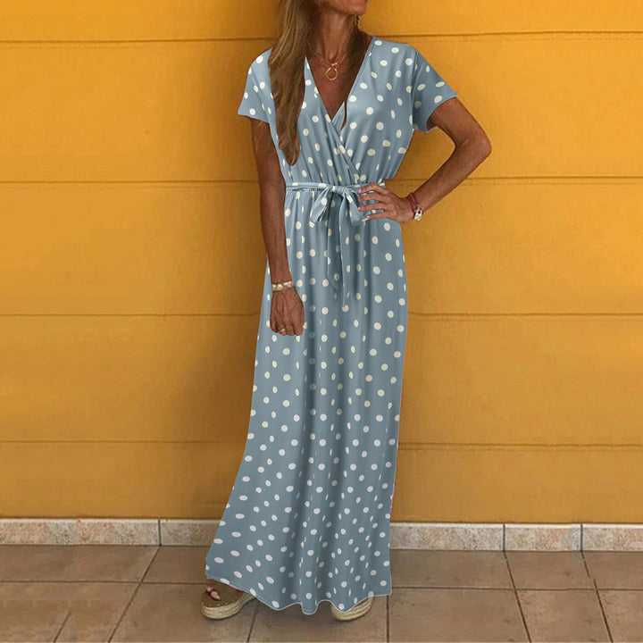 ROUX - Lässiges v-ausschnitt maxikleid