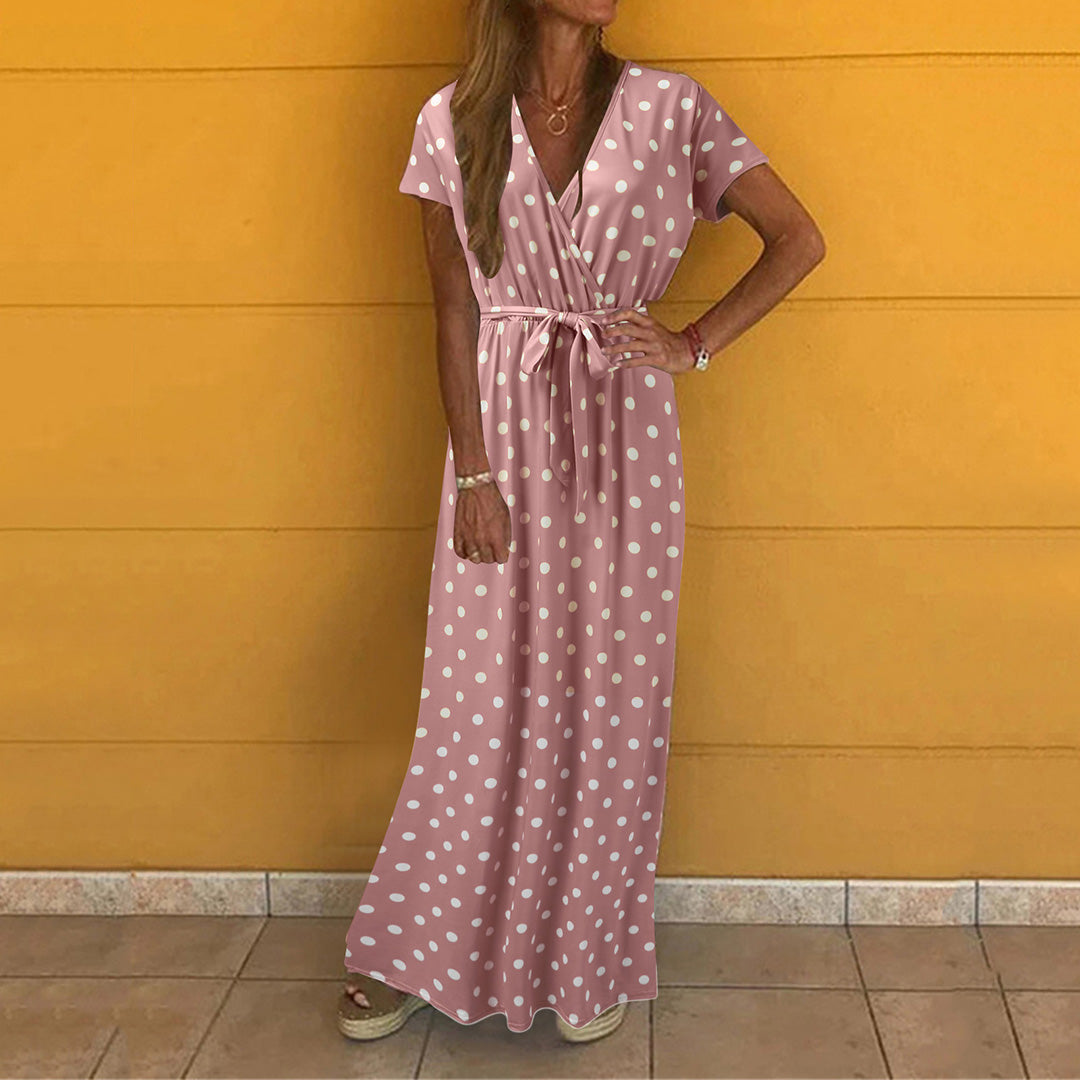 ROUX - Lässiges v-ausschnitt maxikleid